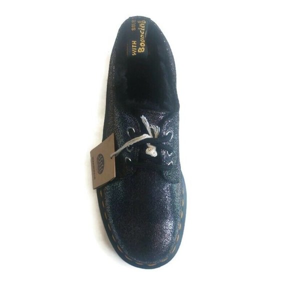 Dr Martens 1461 Quad Fur Lined Platform Shoes Womens Sz 7 Black Silver Metallic - Picture 2 of 9